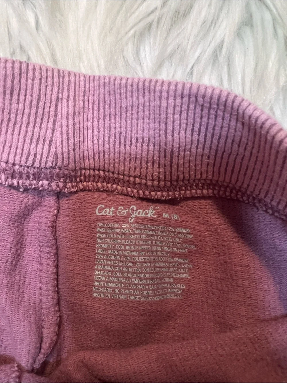 Cat & Jack Flare Pants Purple Light Pink Ribbed M 8